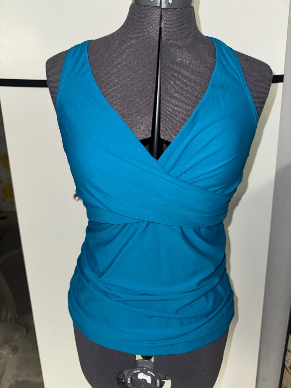 NWT Sleek Teal Wrap-Front Tankini Top